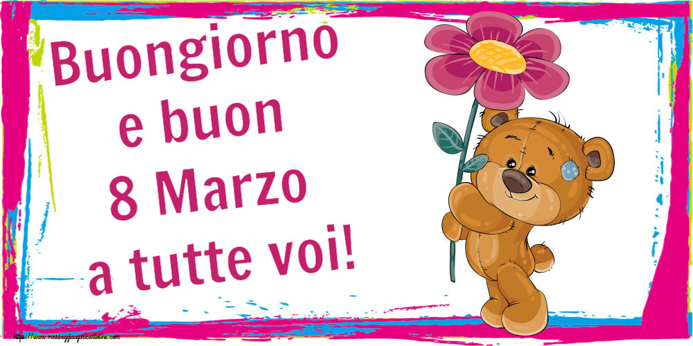 Buongiorno e buon 8 Marzo a tutte voi! ~ Teddy con fiore
