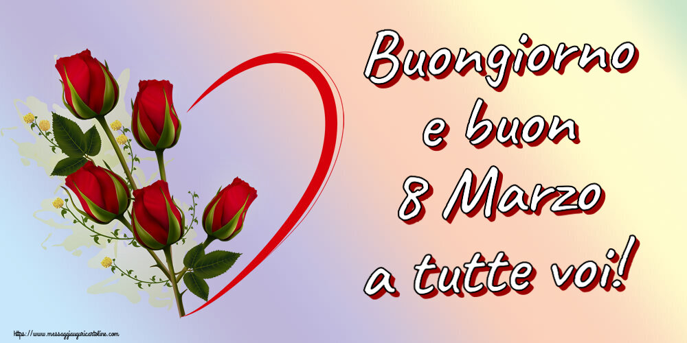 Buongiorno e buon 8 Marzo a tutte voi! ~ 5 rose rosse con cuori