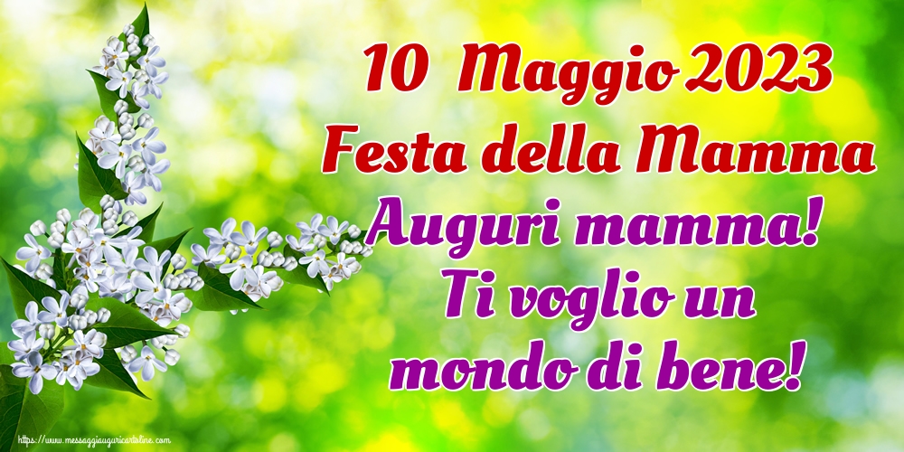 10  Maggio 2023 Festa della Mamma Auguri mamma! Ti voglio un mondo di bene!