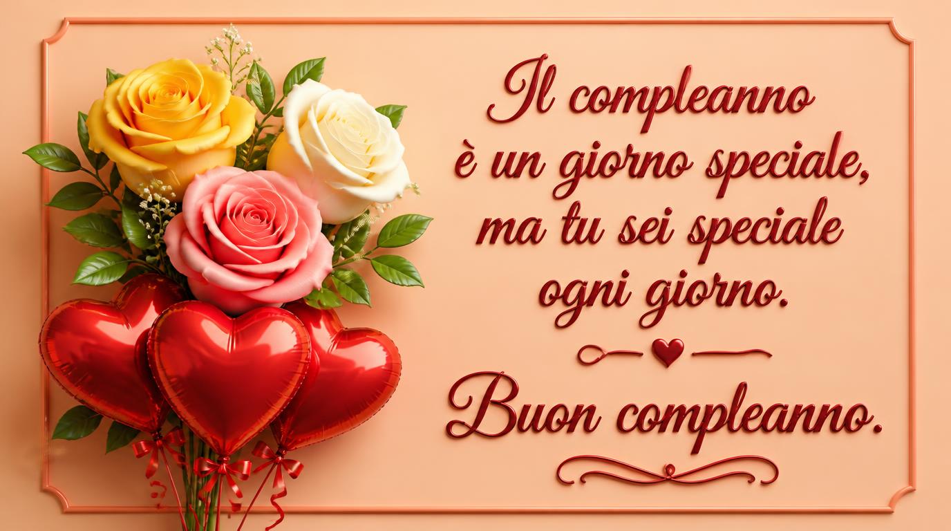 Il compleanno è un giorno speciale, ma tu sei speciale ogni giorno. Buon compleanno