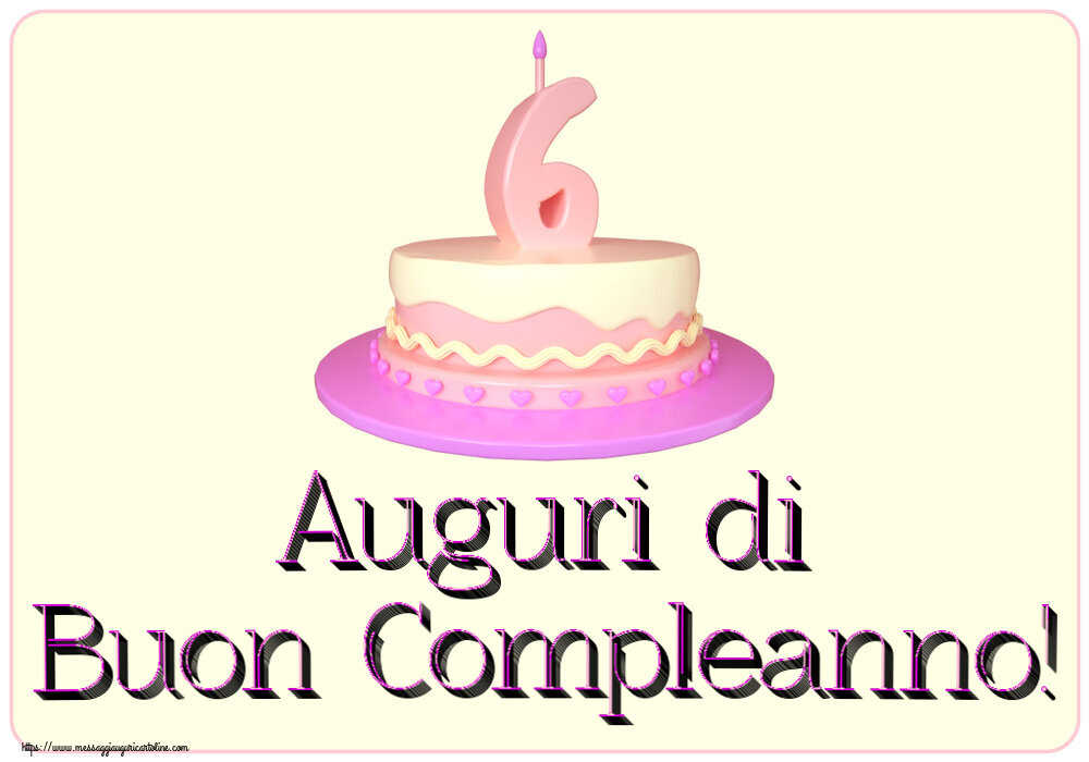 Bambini Auguri di Buon Compleanno! ~ Torta 6 anni