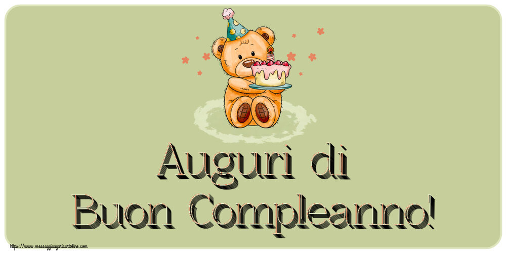 Bambini Auguri di Buon Compleanno! ~ un orsacchiotto con la torta