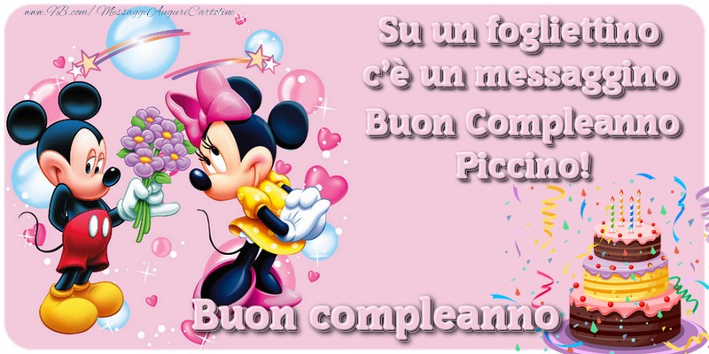 Su un fogliettino c’è un messaggino: Buon Compleanno Piccino!
