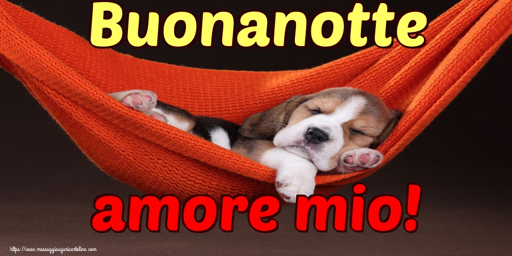 Cartoline di buonanotte - Buonanotte amore mio! - messaggiauguricartoline.com