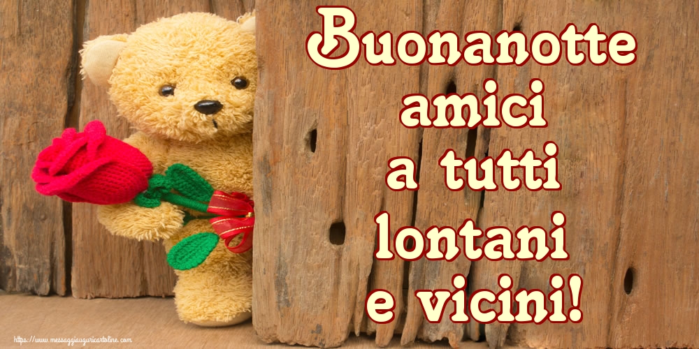 Cartoline di buonanotte - Buonanotte amici a tutti lontani e vicini! - messaggiauguricartoline.com