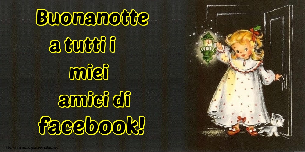 Cartoline di buonanotte - Buonanotte a tutti i miei amici di facebook! - messaggiauguricartoline.com