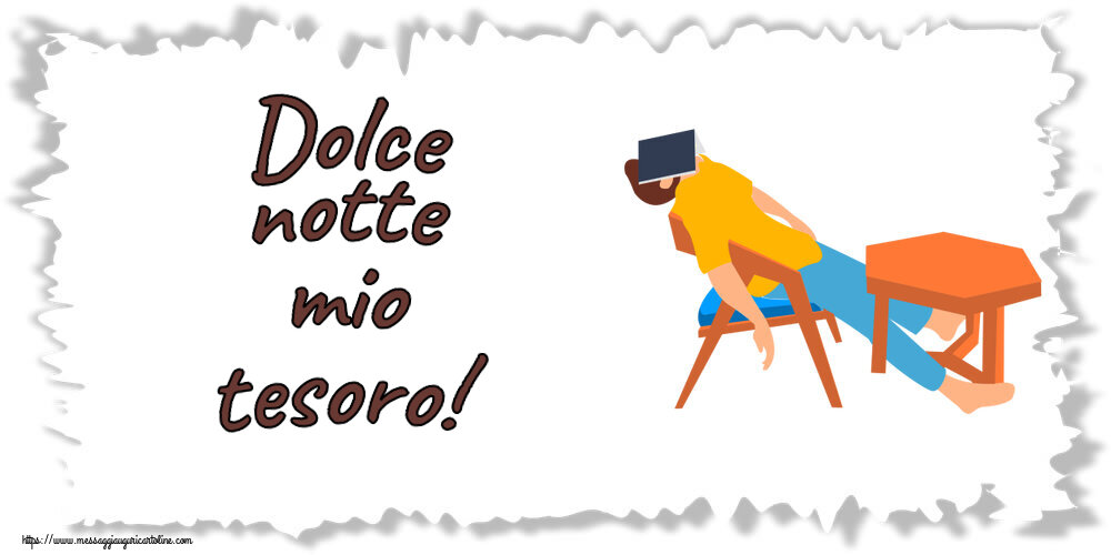 Cartoline di buonanotte - Dolce notte mio tesoro! - messaggiauguricartoline.com