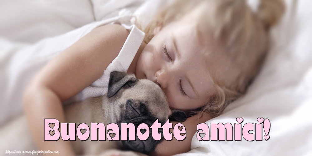 Cartoline di buonanotte - Buonanotte amici! - messaggiauguricartoline.com