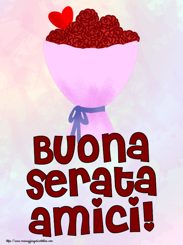 Buona serata amici! ~ fiori e cuore clipart