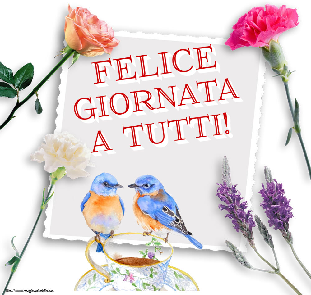 Felice giornata a tutti! ~ tazza da caffè con uccelli