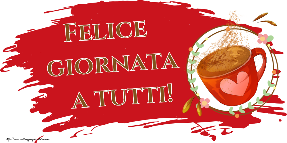 Felice giornata a tutti! ~ tazza da caffè rosa con cuore