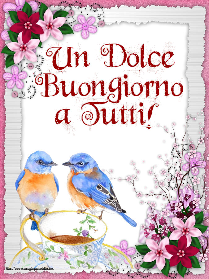 Buongiorno Un Dolce Buongiorno a Tutti! ~ tazza da caffè con uccelli
