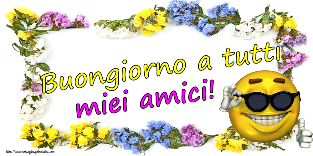 Buongiorno a tutti miei amici! ~ emoticon divertente con occhiali