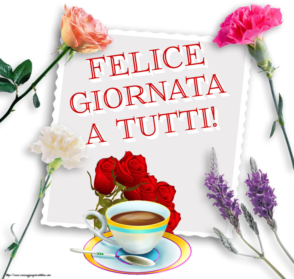 Buongiorno Felice giornata a tutti! ~ caffè e bouquet di rose