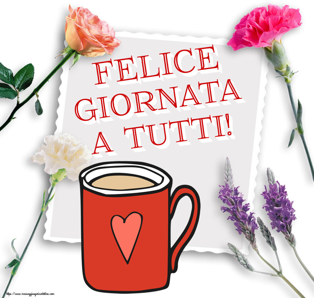 Buongiorno Felice giornata a tutti! ~ tazza da caffè rossa con cuore