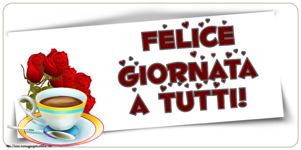 Buongiorno Felice giornata a tutti! ~ caffè e bouquet di rose