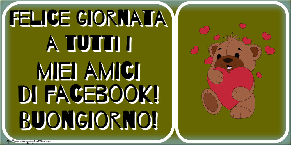 Buongiorno Felice giornata a tutti i miei amici di facebook! Buongiorno! ~ orso carino con cuori