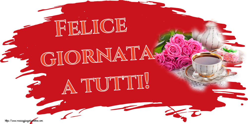 Felice giornata a tutti! ~ composizione con tè e fiori