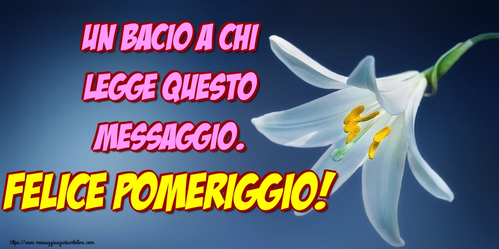 Un bacio a chi legge questo messaggio. Felice Pomeriggio!