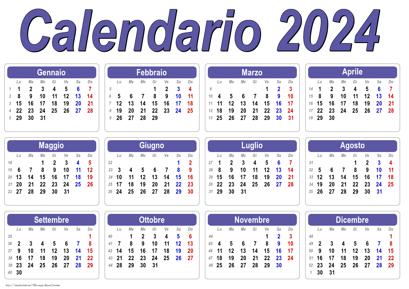Calendari Calendario 2024 - Clasic - Modello 003