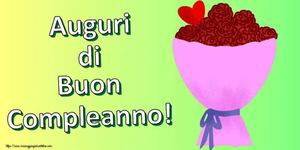 Auguri di Buon Compleanno! ~ fiori e cuore clipart