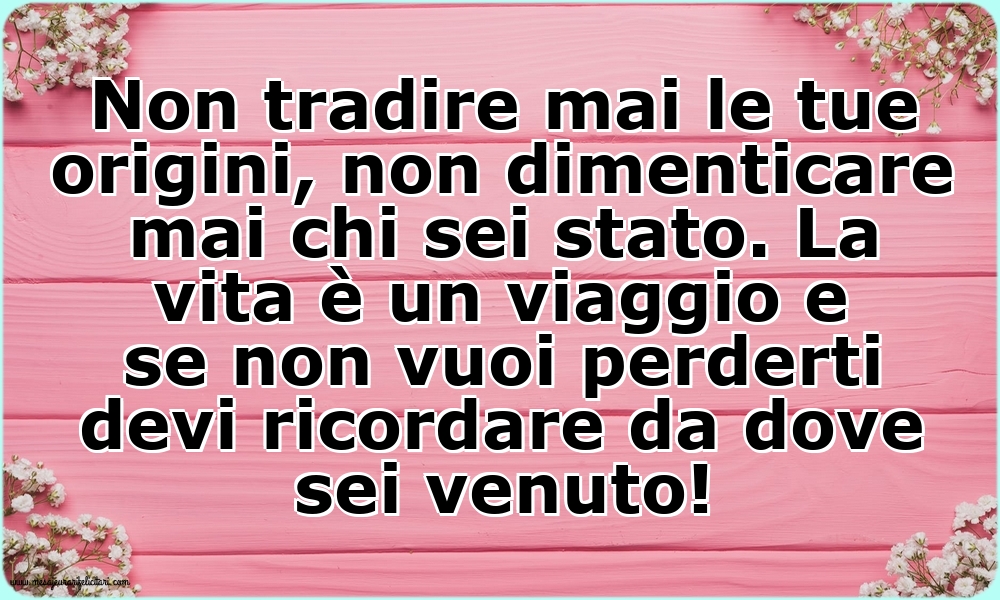 Non tradire mai le tue origini...