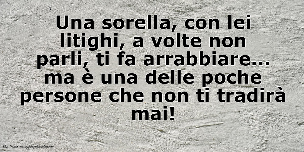Famiglia Una sorella, con lei litighi, a volte non parli, ti fa arrabbiare...