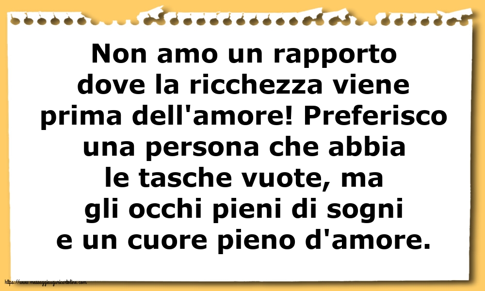 Famiglia Non amo un rapporto dove la ricchezza viene prima dell'amore