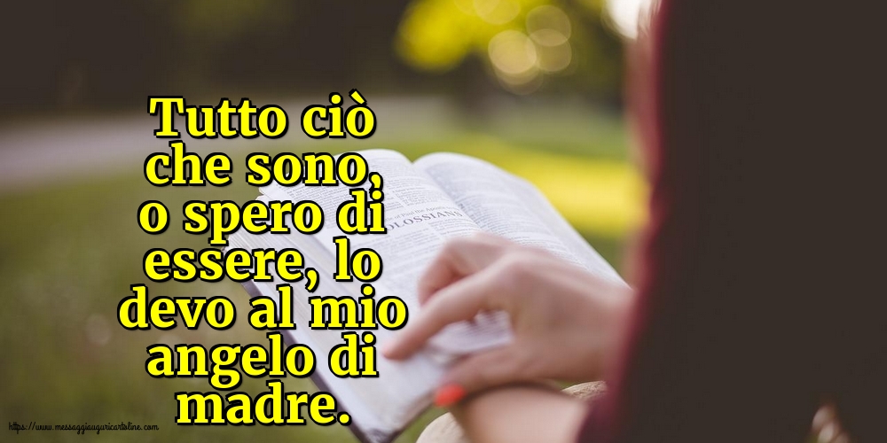 Tutto ciò che sono, o spero di essere, lo devo al mio angelo di madre.