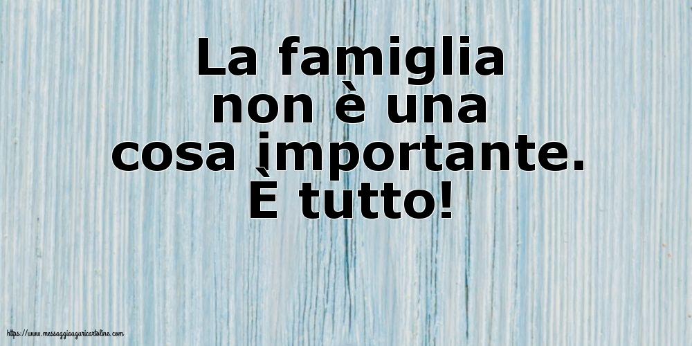 La famiglia non è una cosa importante. È tutto!