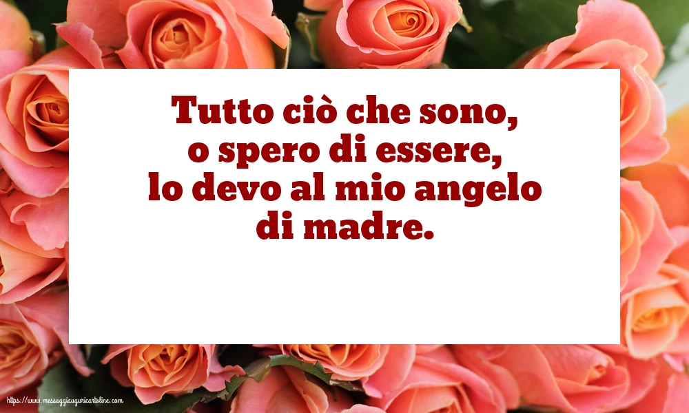 Tutto ciò che sono, o spero di essere, lo devo al mio angelo di madre.