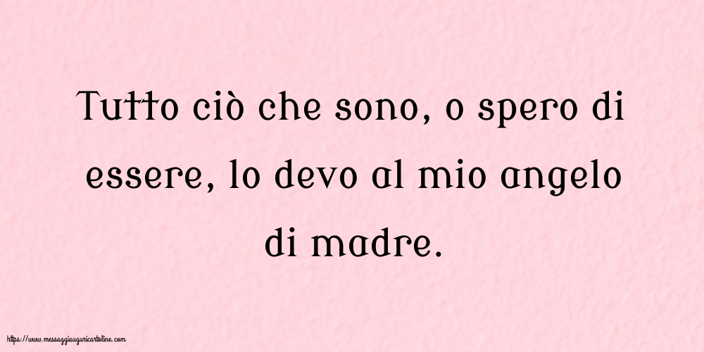 Famiglia Tutto ciò che sono, o spero di essere, lo devo al mio angelo di madre.