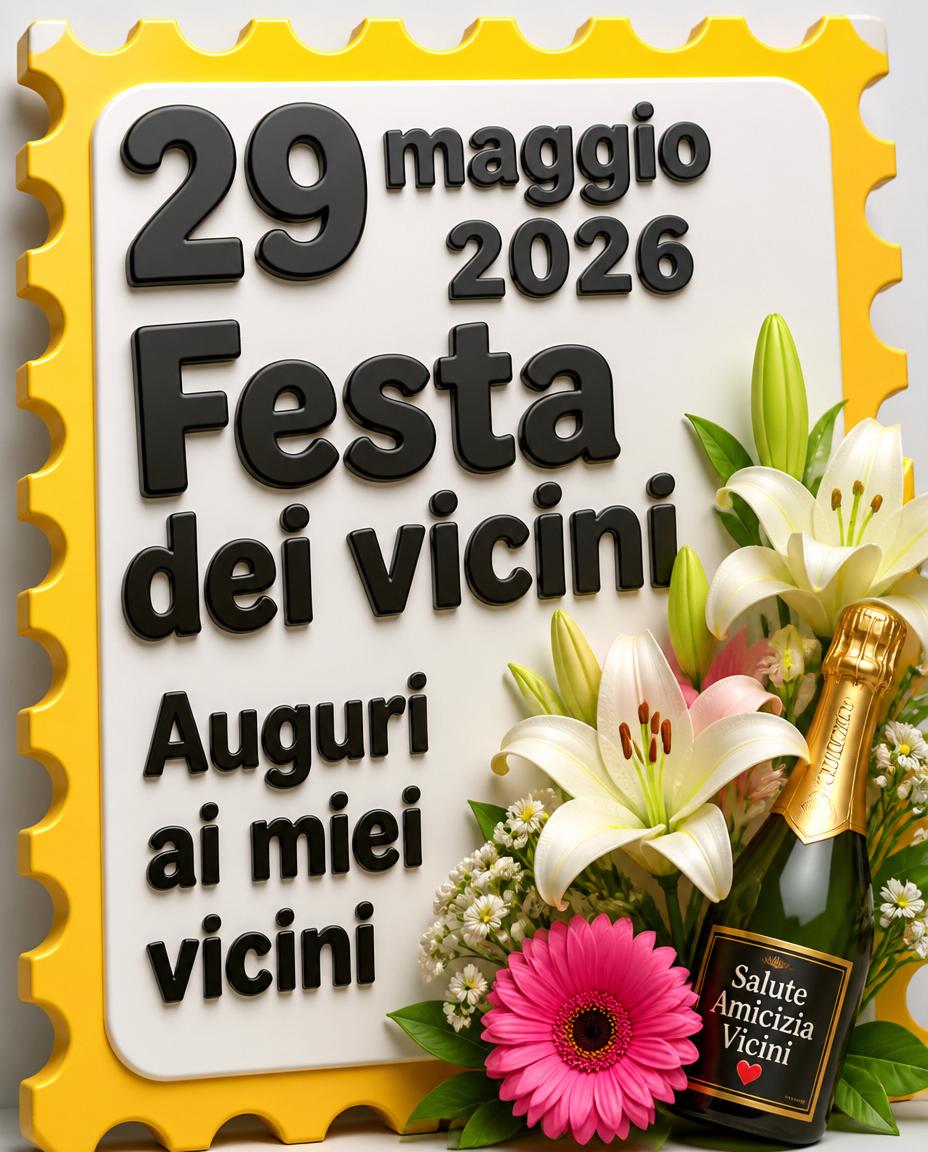 29 maggio 2026 Festa dei vicini Auguri ai miei vicini