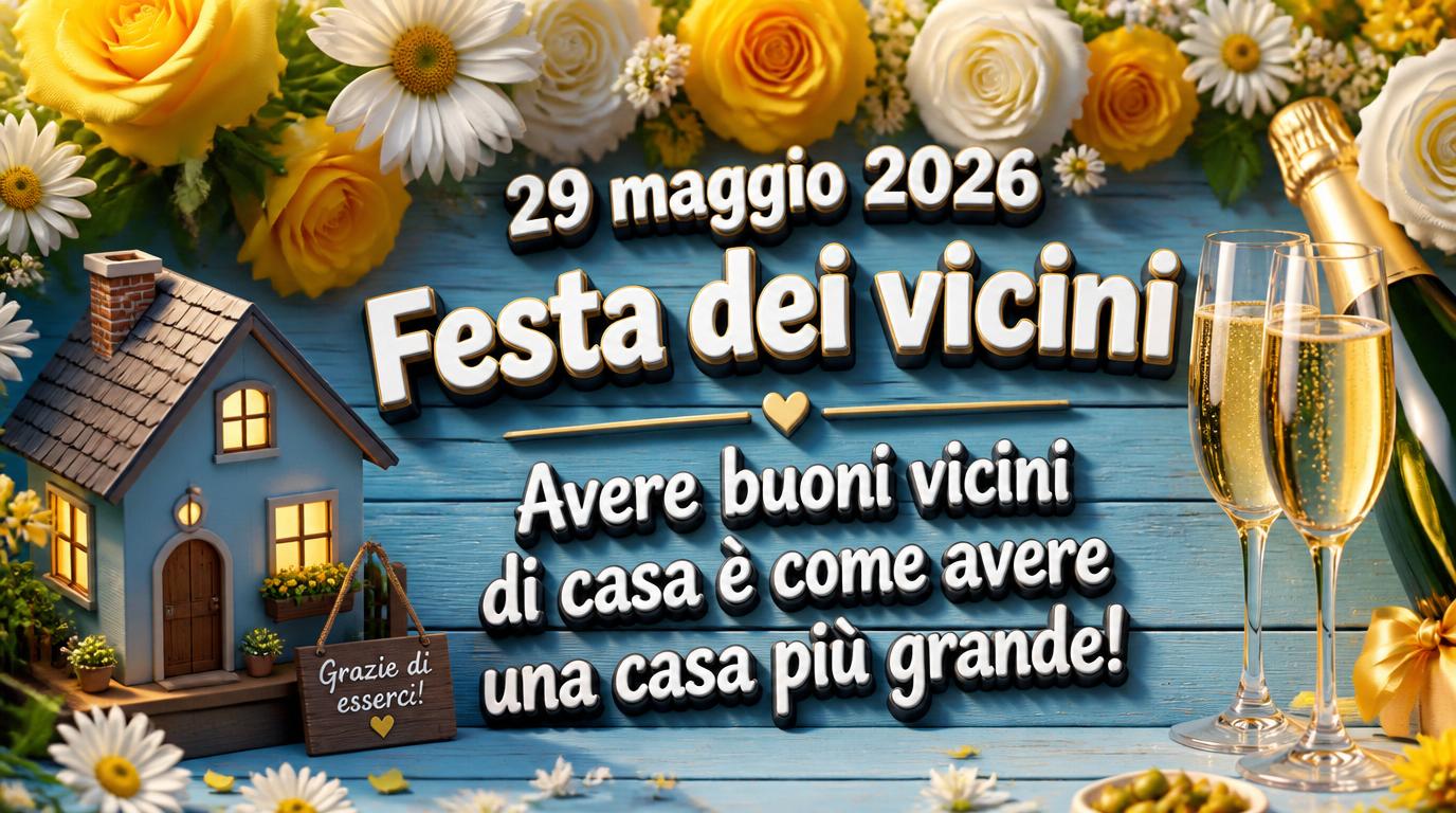 29 maggio 2026 Festa dei vicini Avere buoni vicini di casa è come avere una casa più grande!