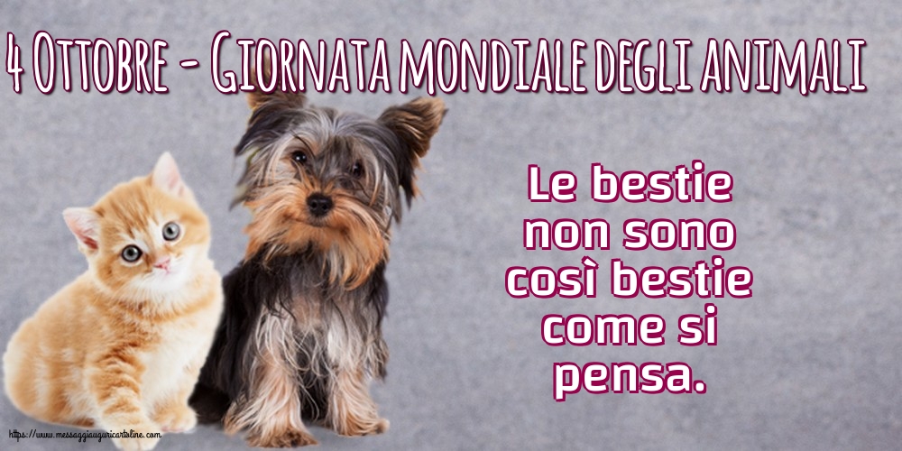 Giornata mondiale degli animali 4 Ottobre - Giornata mondiale degli animali