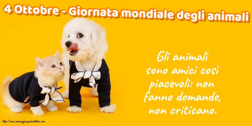 Giornata mondiale degli animali 4 Ottobre - Giornata mondiale degli animali