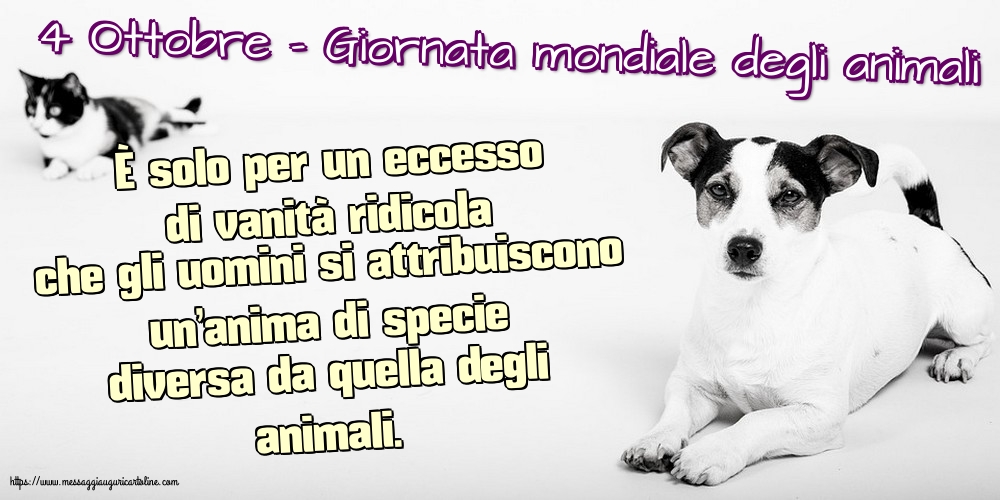 Giornata mondiale degli animali 4 Ottobre - Giornata mondiale degli animali