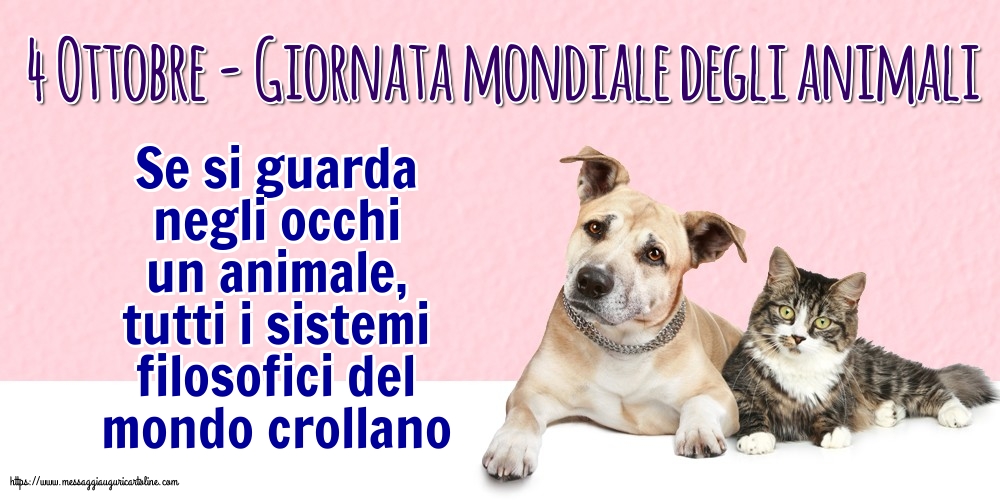 Giornata mondiale degli animali 4 Ottobre - Giornata mondiale degli animali