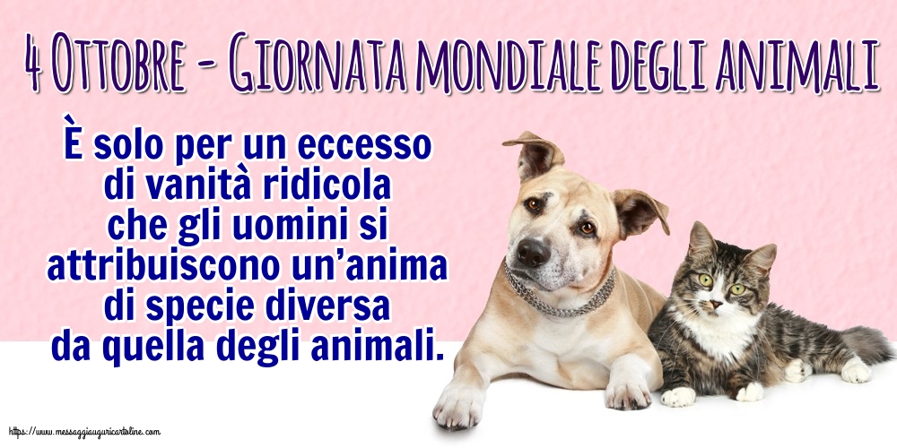 Giornata mondiale degli animali 4 Ottobre - Giornata mondiale degli animali