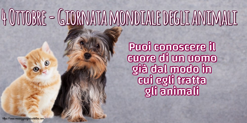 Giornata mondiale degli animali 4 Ottobre - Giornata mondiale degli animali