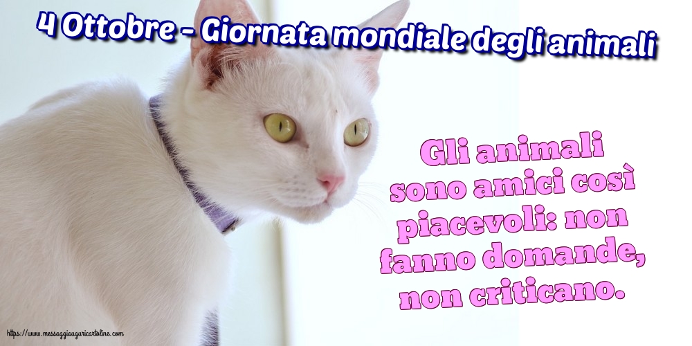 Giornata mondiale degli animali 4 Ottobre - Giornata mondiale degli animali