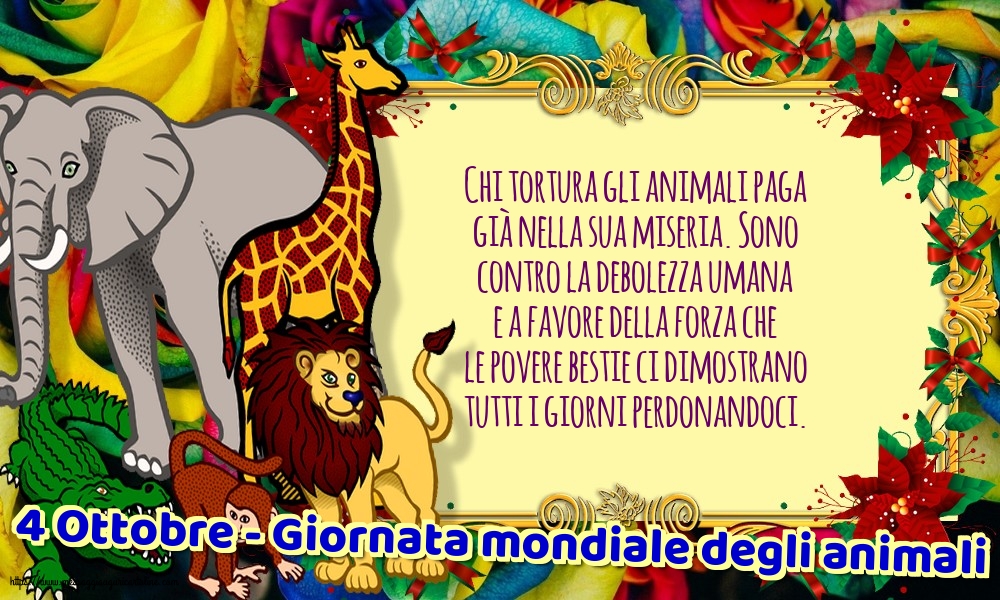 Giornata mondiale degli animali 4 Ottobre - Giornata mondiale degli animali