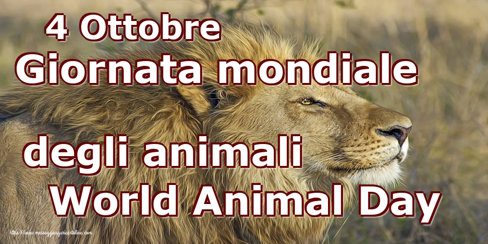 Cartoline per la Giornata mondiale degli animali - 4 Ottobre Giornata mondiale degli animali World Animal Day - messaggiauguricartoline.com