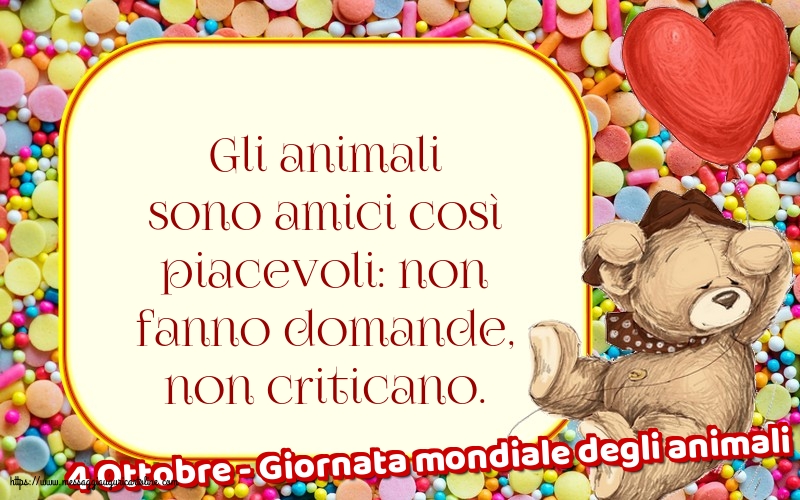 4 Ottobre - Giornata mondiale degli animali