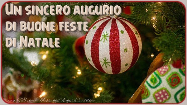 Un sincero augurio di buone feste di Natale e un felice inizio di anno nuovo a tutti voi.