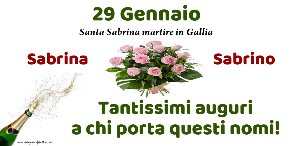 Cartoline di onomastico - 29 Gennaio - Santa Sabrina martire in Gallia - messaggiauguricartoline.com