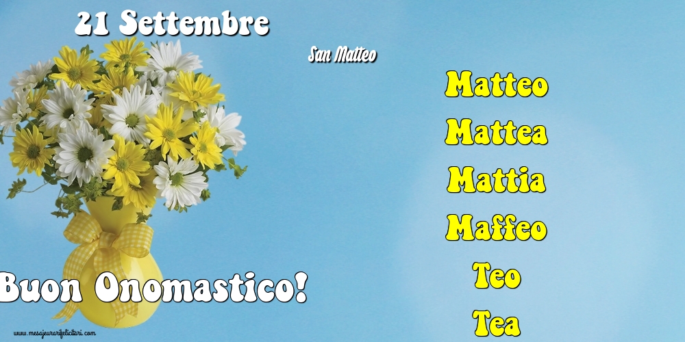 Cartoline di San Matteo - 21 Settembre - San Matteo - messaggiauguricartoline.com
