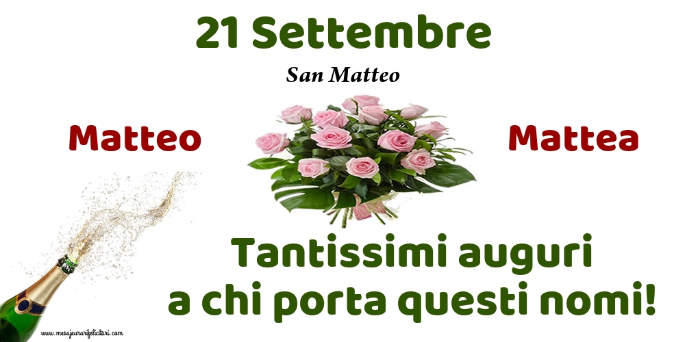 Cartoline di San Matteo - 21 Settembre - San Matteo - messaggiauguricartoline.com