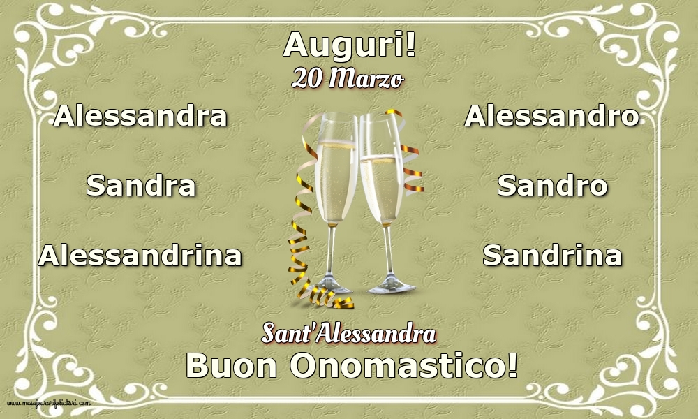 Cartoline di Sant'Alessandra - 20 Marzo - Sant'Alessandra - messaggiauguricartoline.com