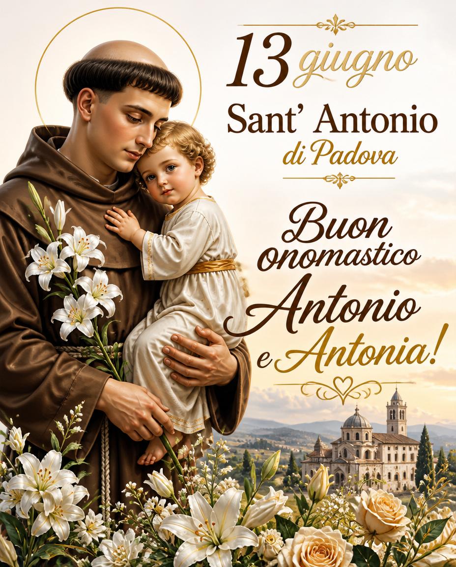 13 giugno Sant' Antonio di Padova Buon onomastico Antonio e Antonia!